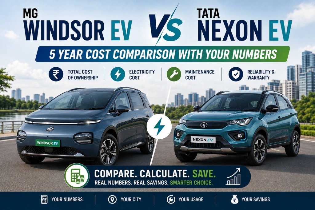 MG Windsor EV vs Tata Nexon EV: 5-Year Cost Comparison With Your Numbers